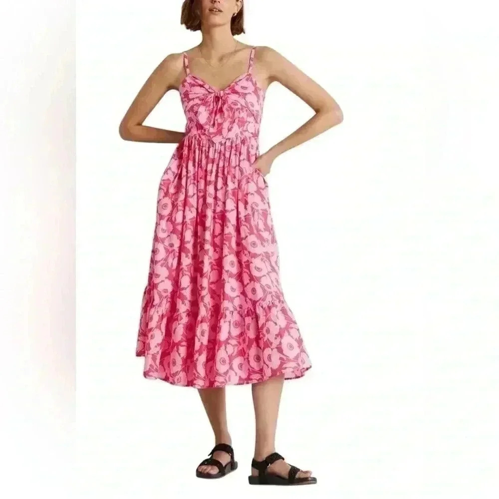 Boden Pink Floral Midi Dress